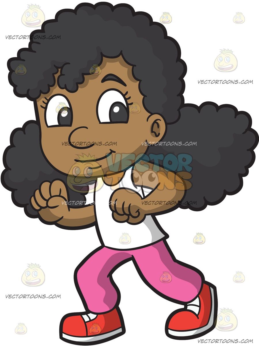 A Little Girl Doing The Shuffle Dance: A black girl with.