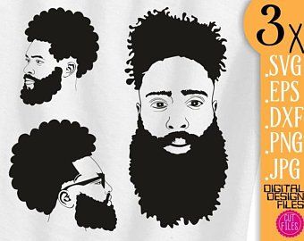 Beard Black Afro Man svg bald man clipart short beard file.