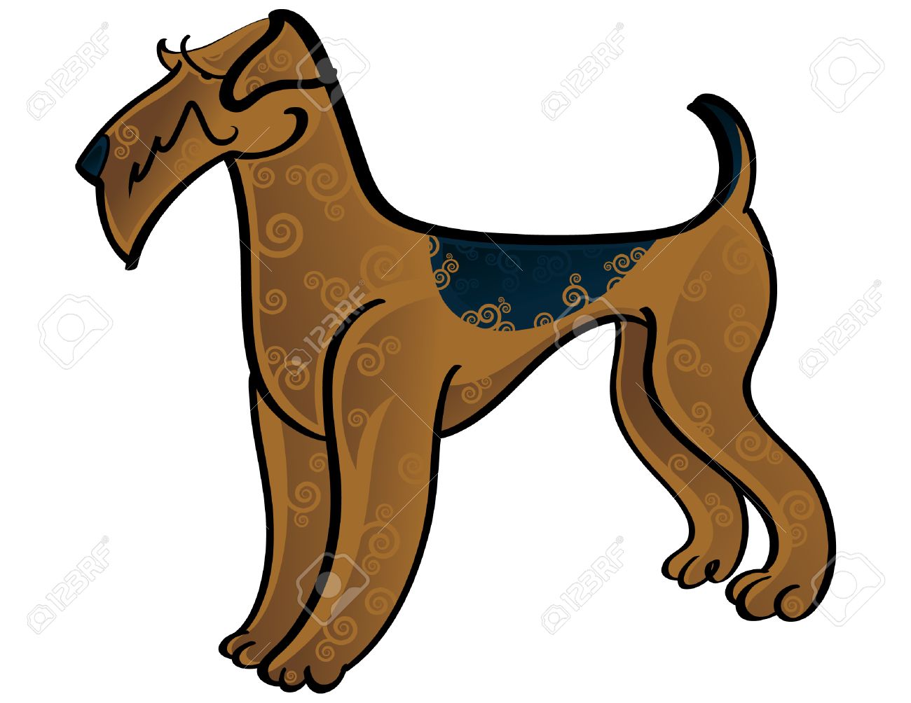 Colorful Vector Illustration Of The Dog Airedale Terrier Royalty.