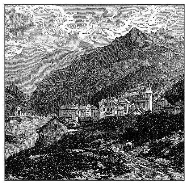 Antique Illustration Of Switzerland Airolo Clip Art, Vector Images.