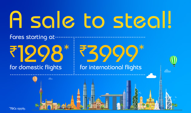 A sale to steal! Fares starting at just ₹1298*.