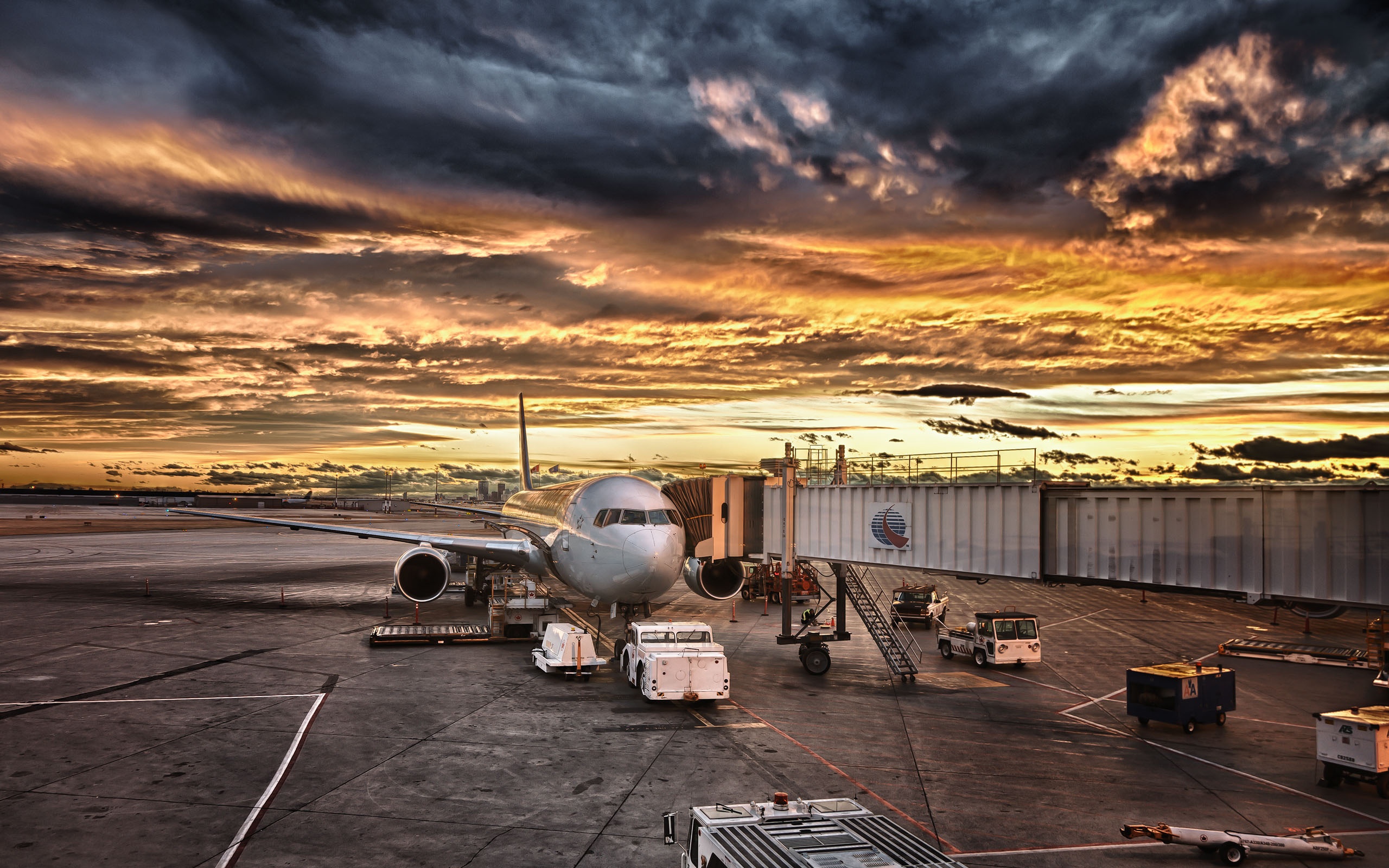 Inside Airport At Night.