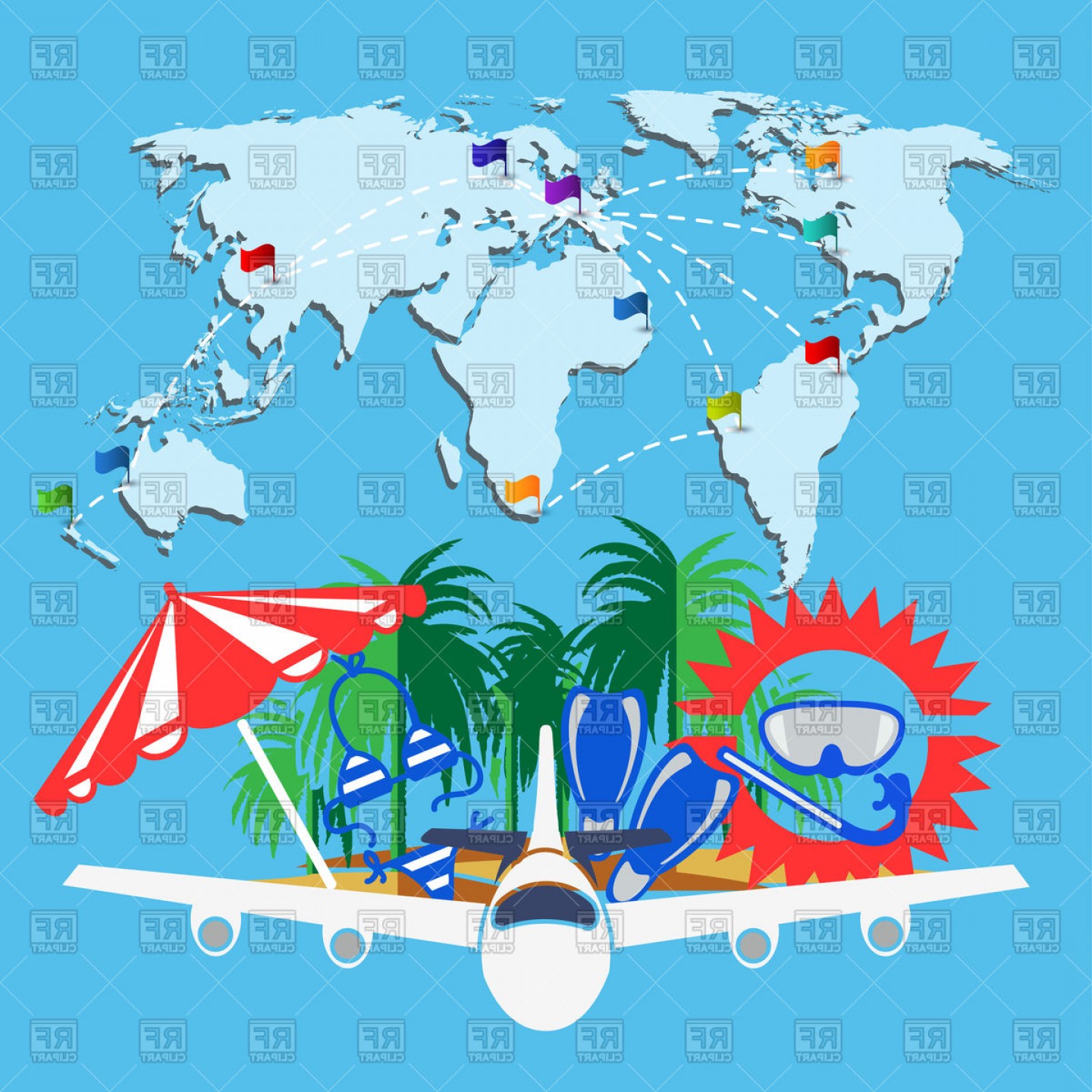 World Travel Map With Airplanes Illustration 25225804.