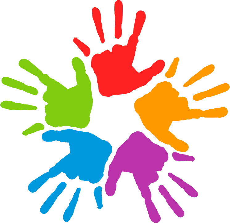 Free Five Colorful Hands Clip Art.