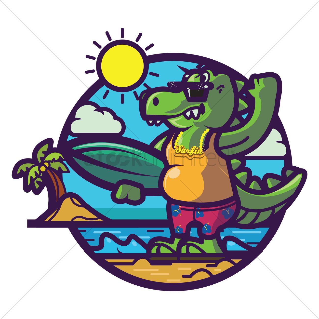 Crocodile chilling at beach Vector Image.