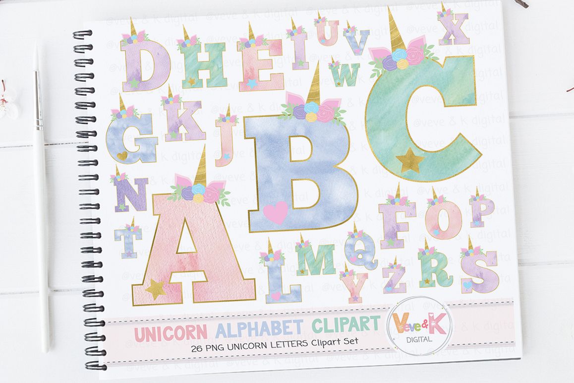 Unicorn Letters, Unicorn Letters Clipart, Unicorn Alphabet, Alphabet  Clipart, Unicorn Clipart, Unicorn Graphics, Unicorn Alphabet Clipart.