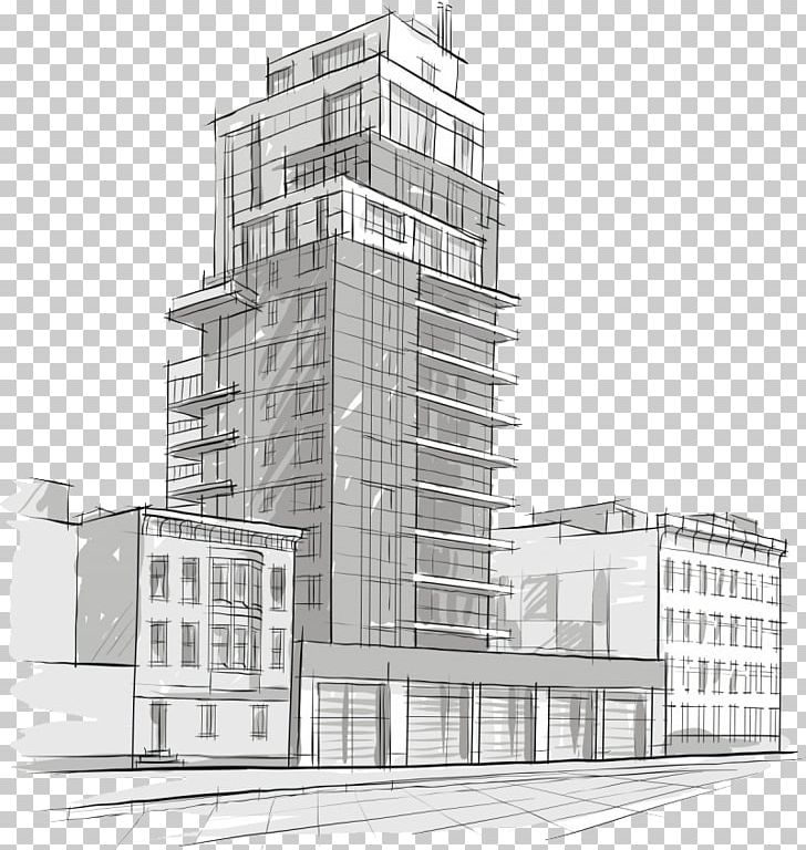 Architectural Drawing Architecture Sketch Building PNG.