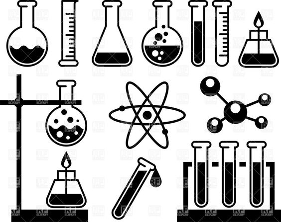 scientific experiment apparatus clip art black and white.