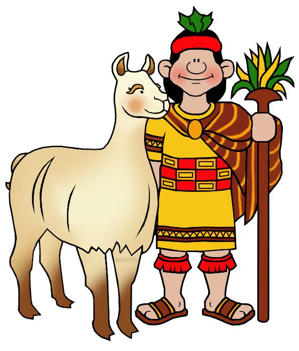 Inca Clip Art by Phillip Martin, Man and Llama.