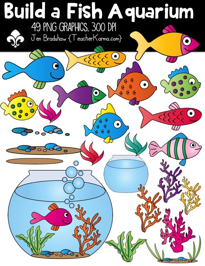 Build a Fish Aquarium Clipart ~ Commercial Use OK ~ Tank.