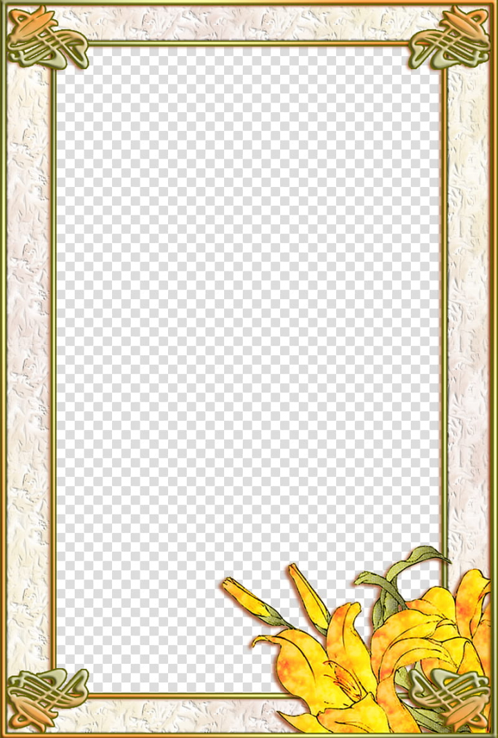 Art Nouveau Lily Frame transparent background PNG clipart.