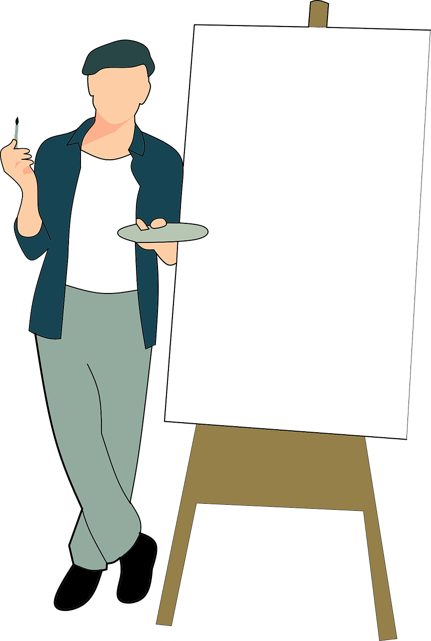 Artist with an easel clipart. Free download..