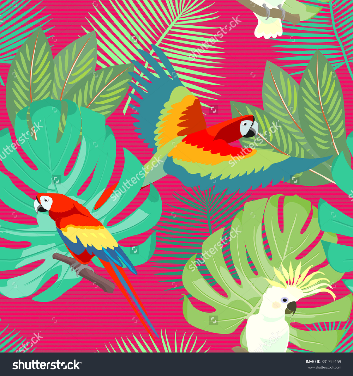 Tropical Exotic Hawaiian Floral Seamless Pattern Stock Vector.