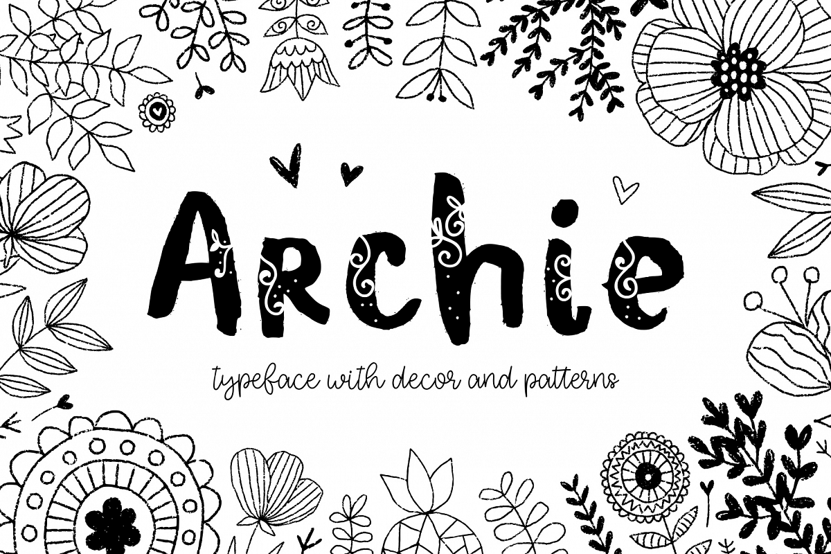 Archie typeface with Clipart.