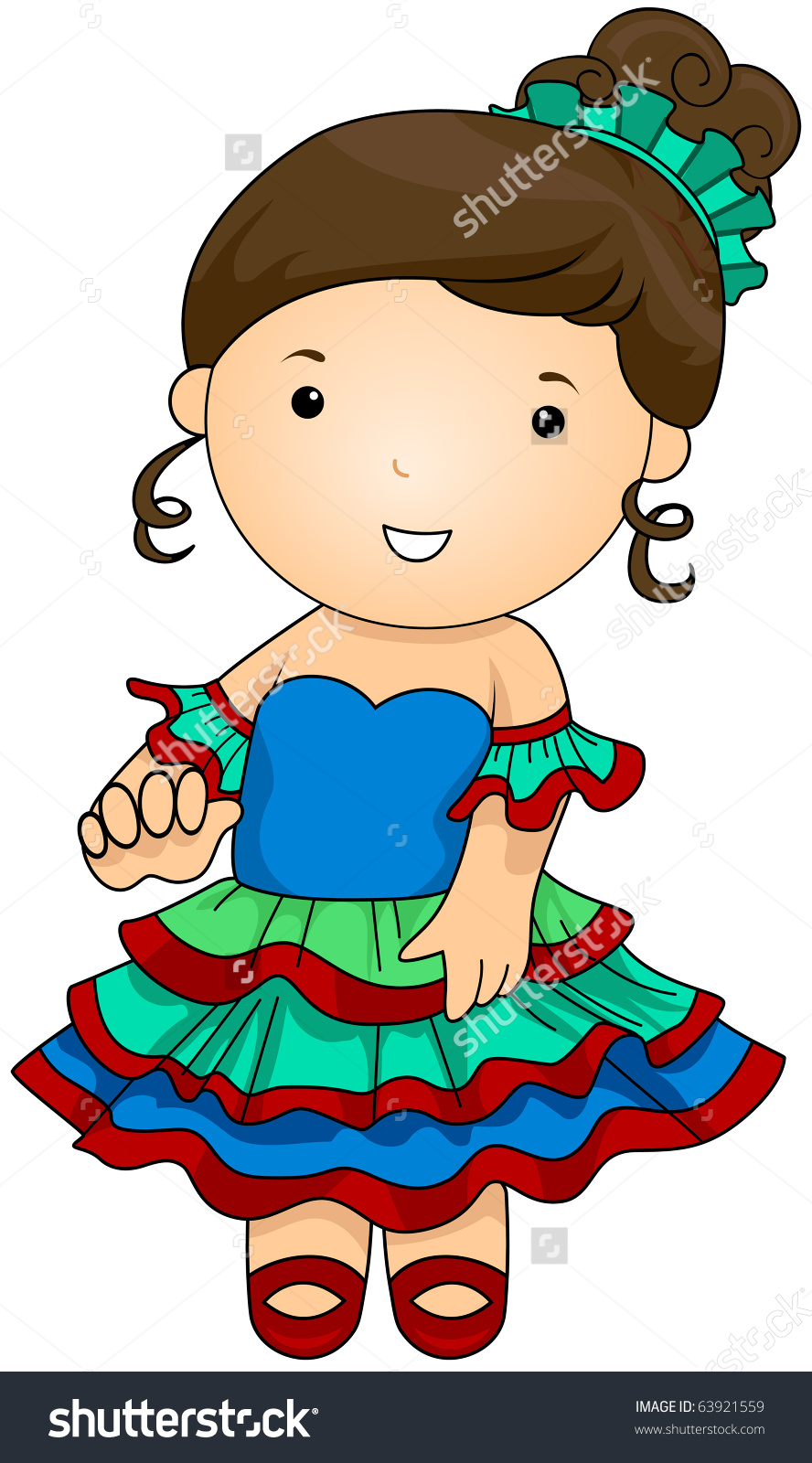 Illustration Woman Dressed Argentinian Costume Stock Vector.