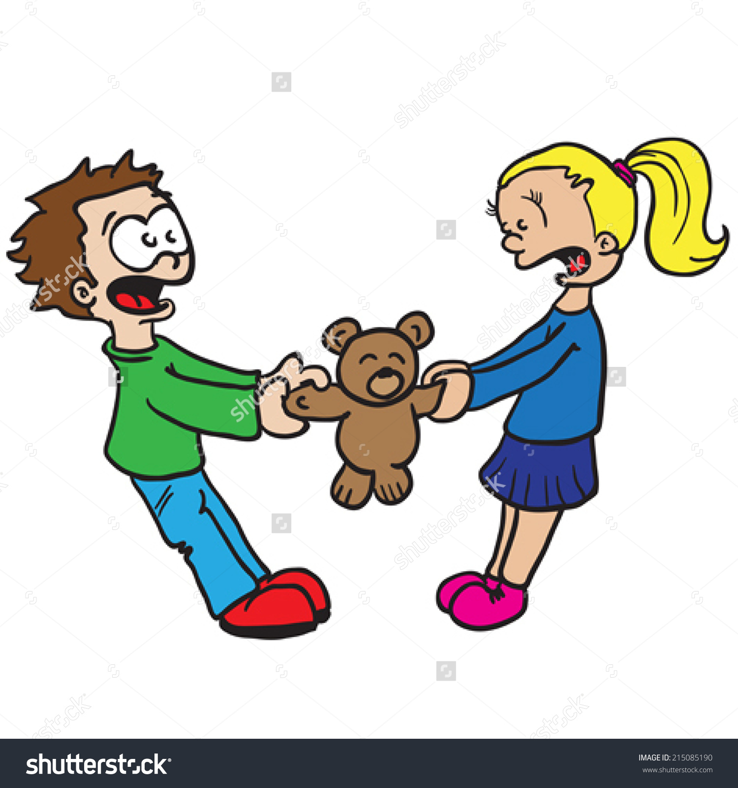 Kids Fighting Over Toys Clipart.