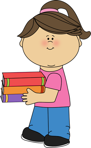 Girl Holding Books Clip Art.