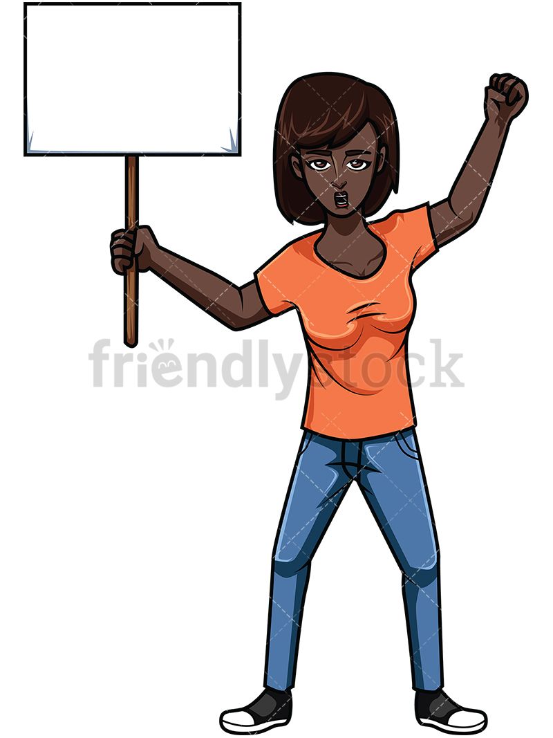 Black Woman Holding Protest Sign.