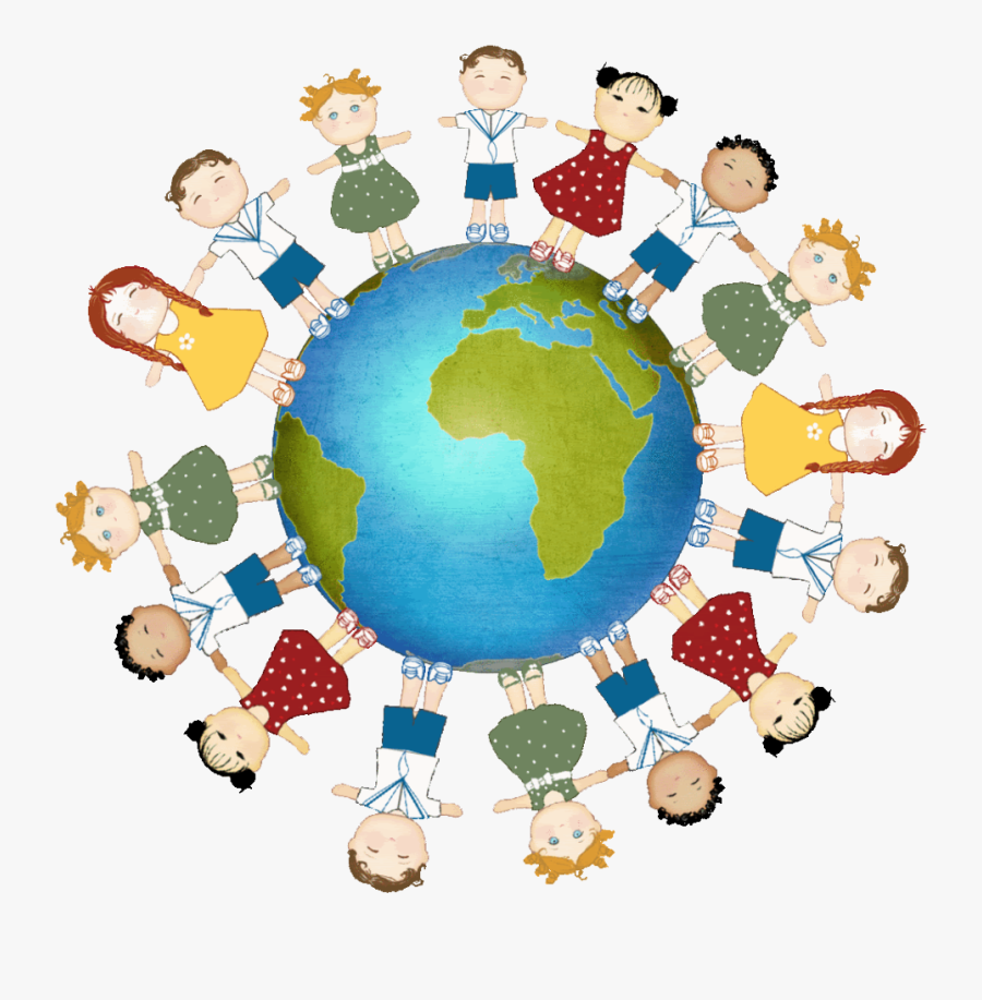 Kids Holding Hands Around The World Clipart , Png Download.