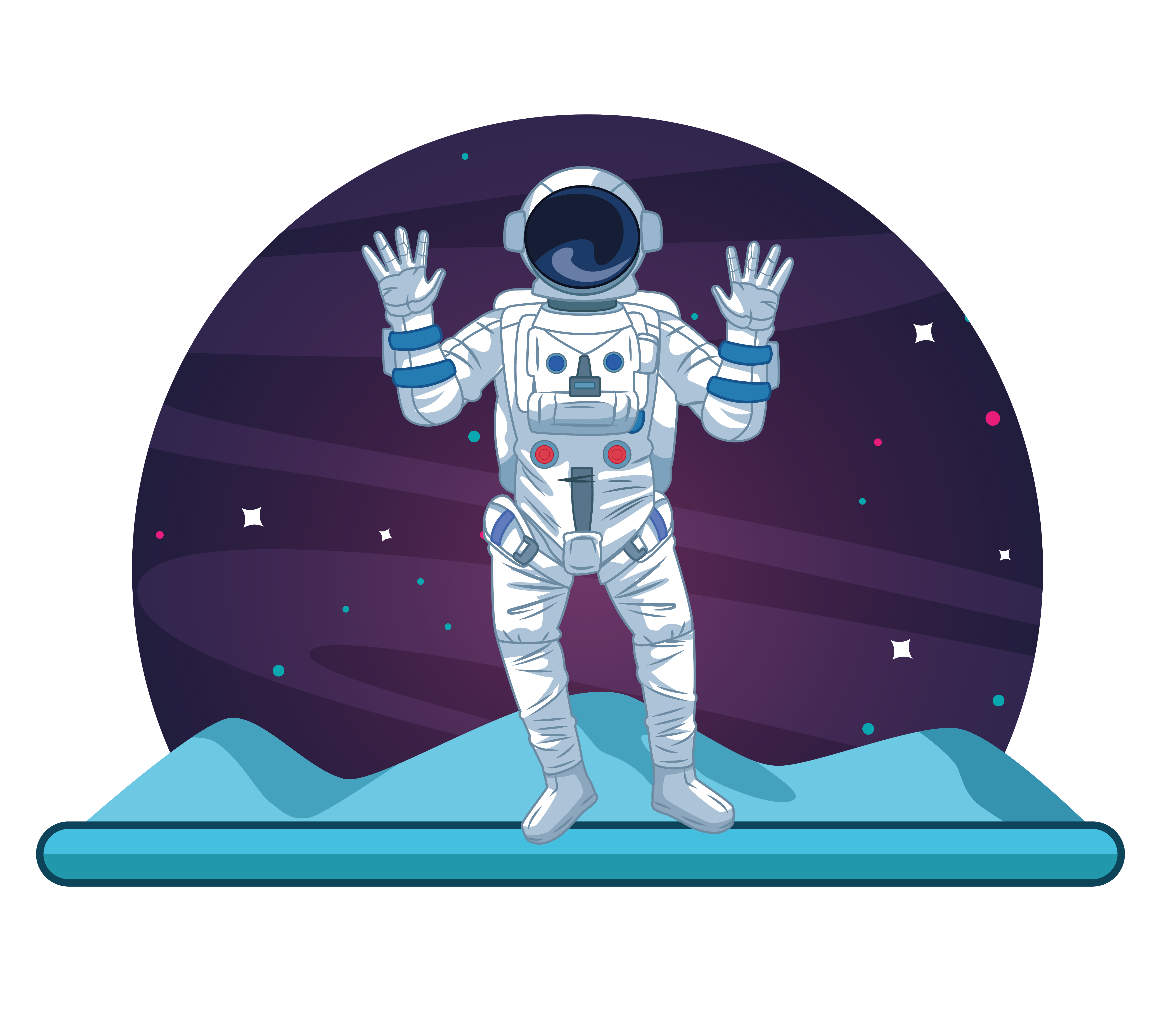 Astronaut in the galaxy cartoon.