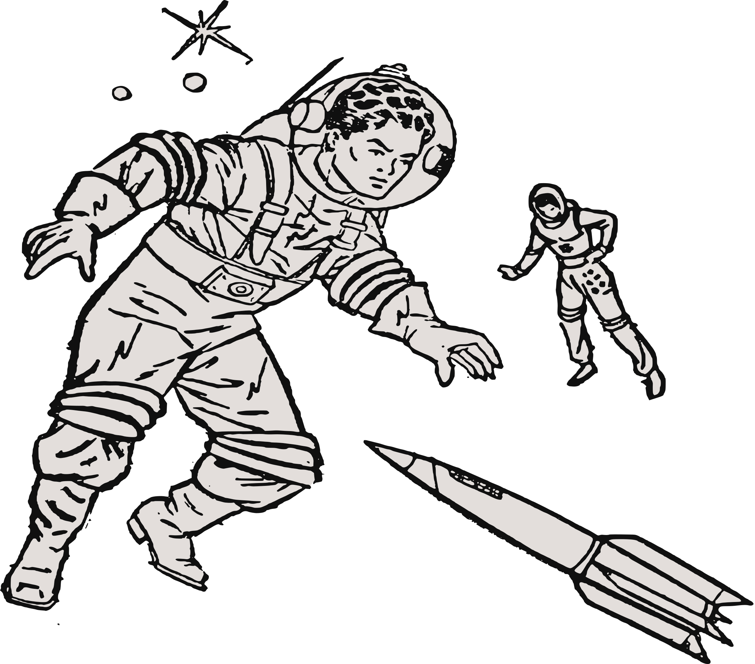 Astronaut Clipart Colouring Page.