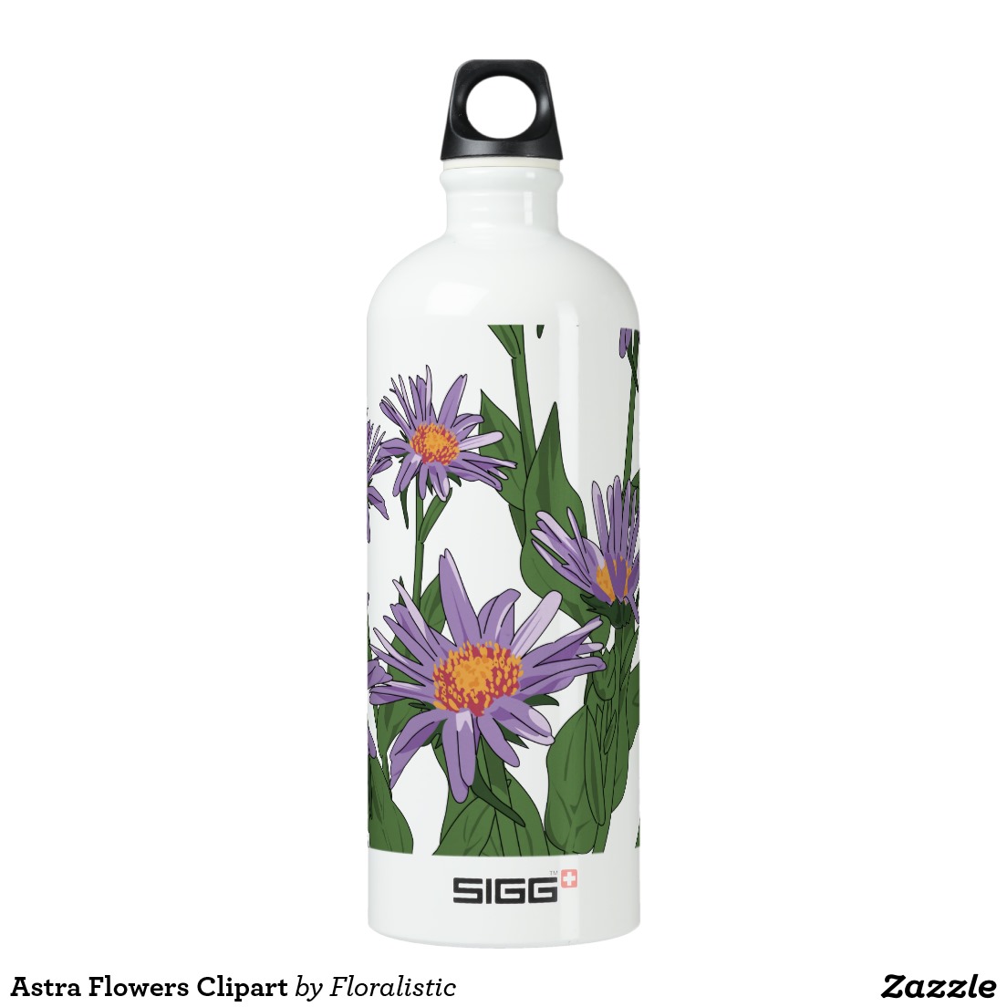 Astra Flowers Clipart Aluminum Water Bottle.