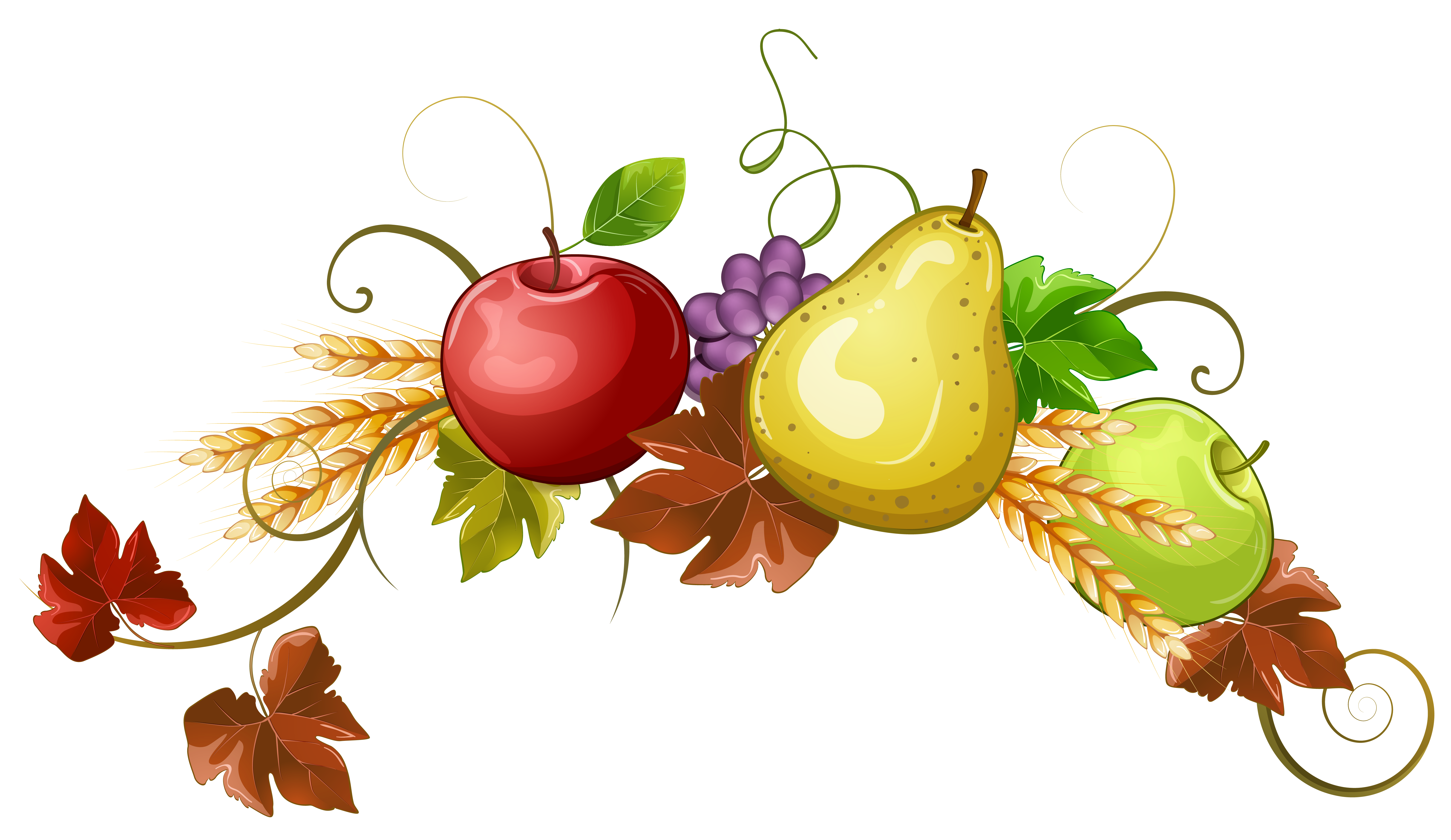 Autumn Fruits Decoration Clipart PNG Image.