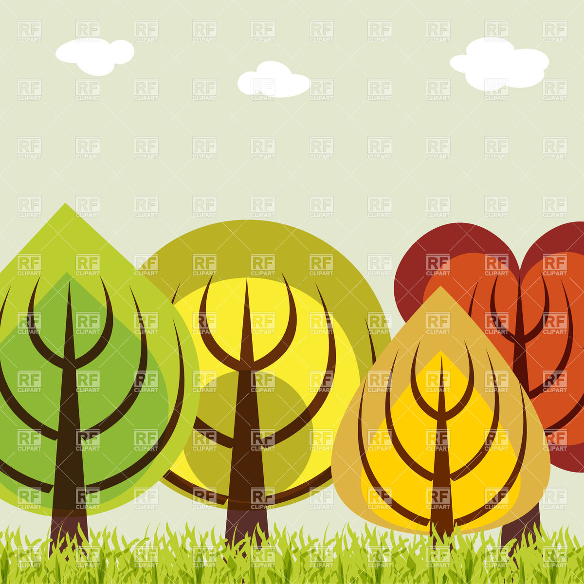 Autumn forest clipart.