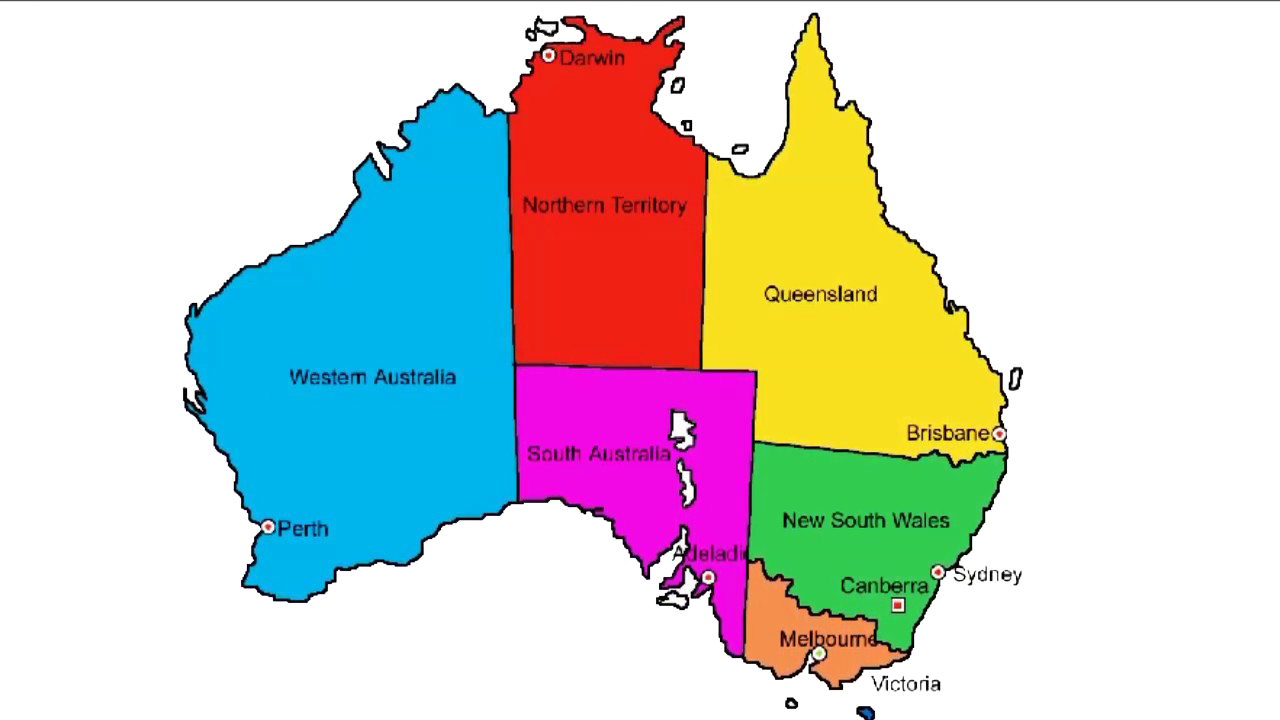 Australia Map with Names PNG Image.