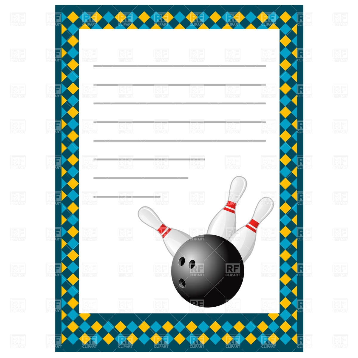 Bowling invitation blank template Stock Vector Image.