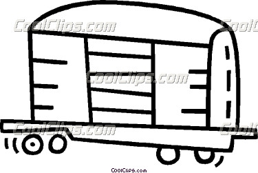 Railroad box car black white clipart.