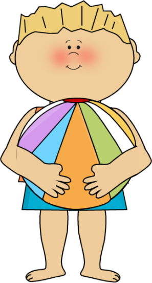 Boy Holding Beach Ball Clip Art.