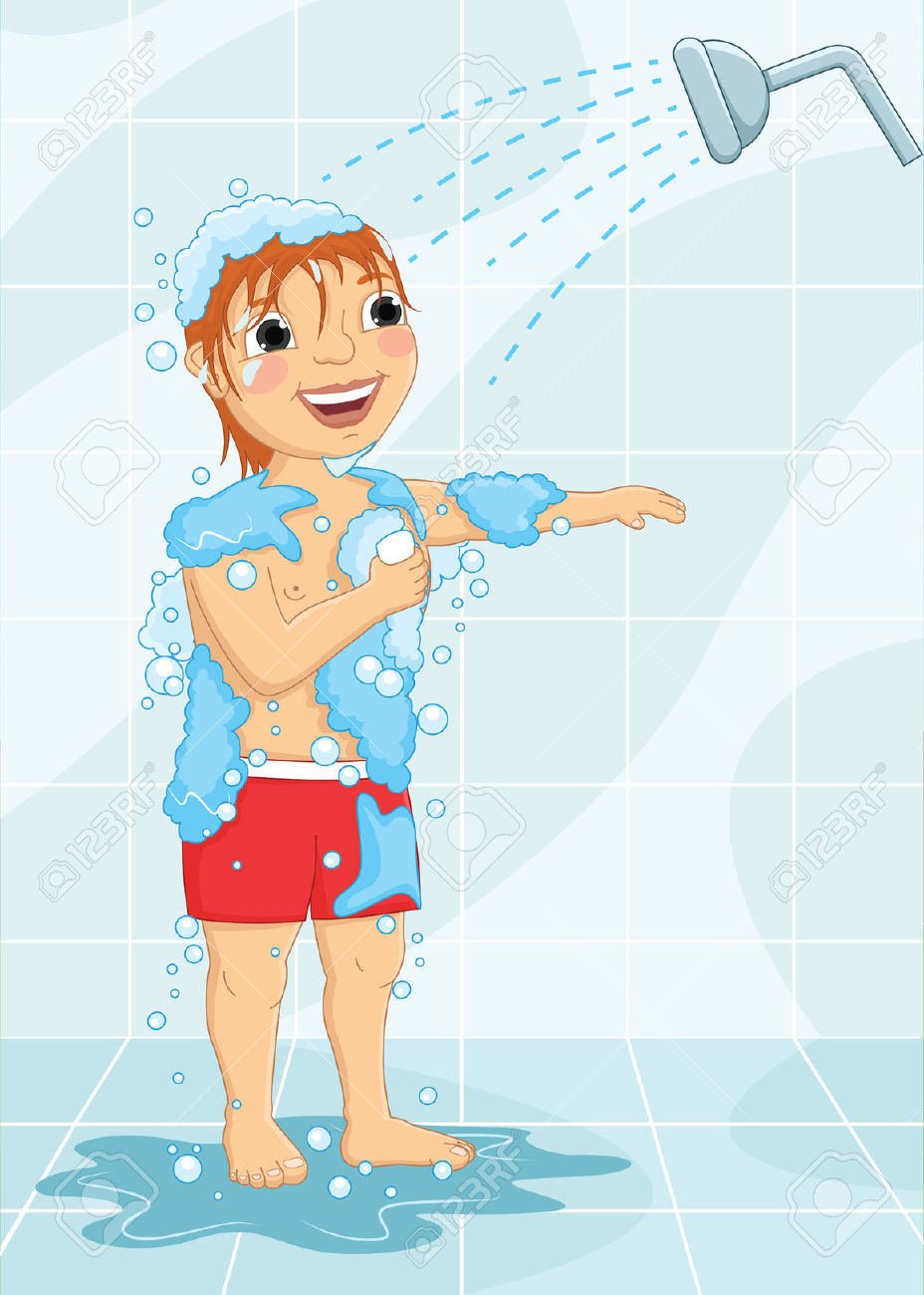 To take a bath clipart boy.