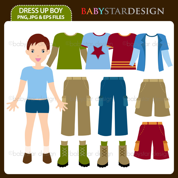 Boy Clothes Shopping Clipart.