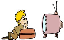 A Boy Watching Tv Clipart.