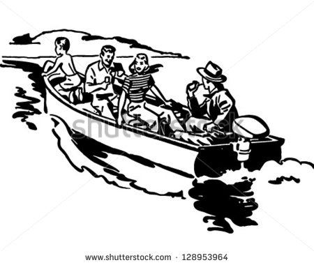 Boat Ride Retro Clip Art Illustration Stock Vector 128953964.