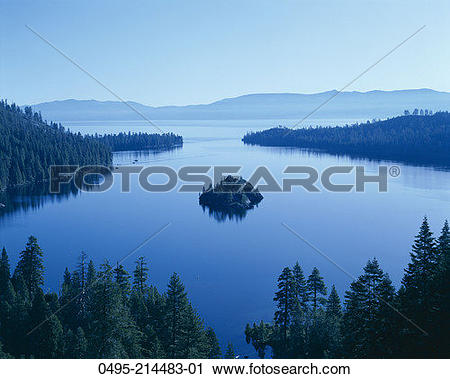 Stock Photography of California, Tahoe, Lake Tahoe, Emerald Bay.