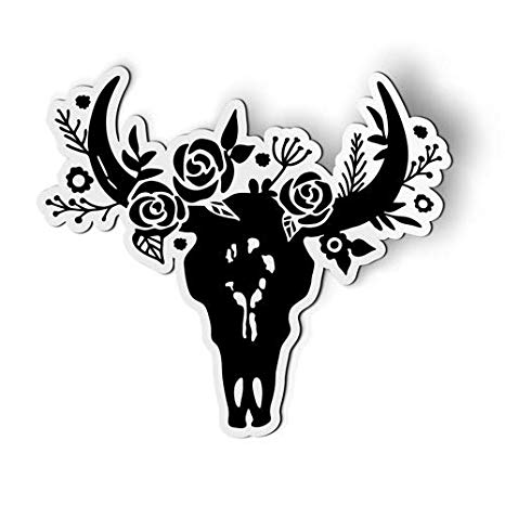 Amazon.com: AK Wall Art Bull Skull with Flowers Boho.