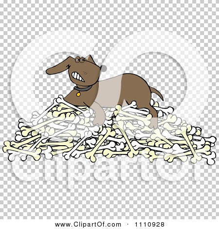 Clipart Hound Dog Guarding His Pile Of Bones.