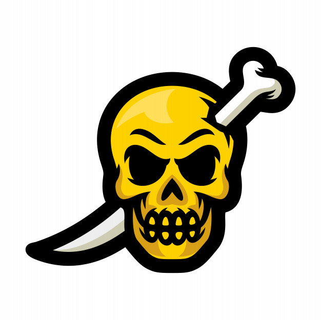 Skull with bones sword mascot logo vector illustration.