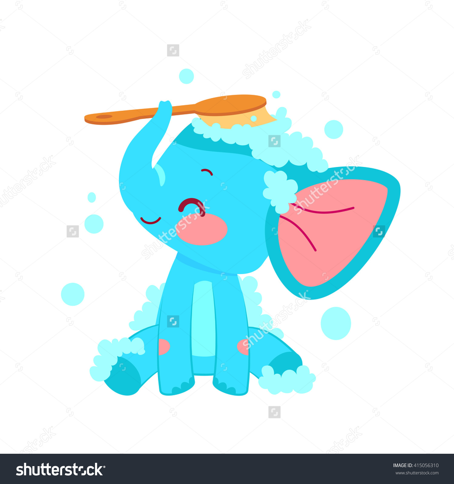 Cartoon Elephant Bathing Lather Illustration Vector Stock Vector.