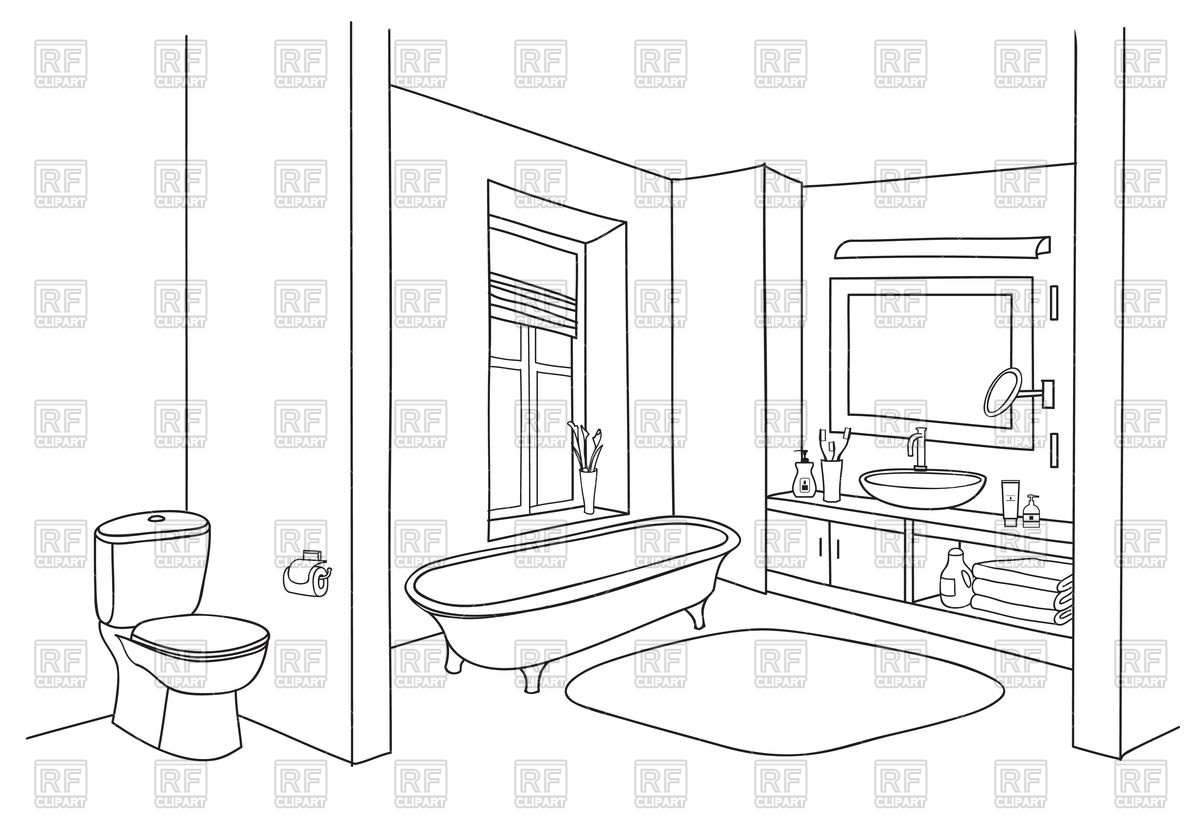 Bathroom interior sketch Stock Vector Image.