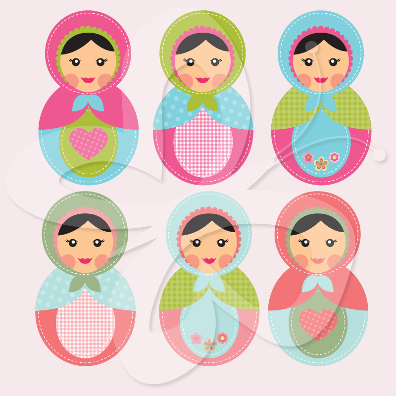 Babushka Clipart Set.