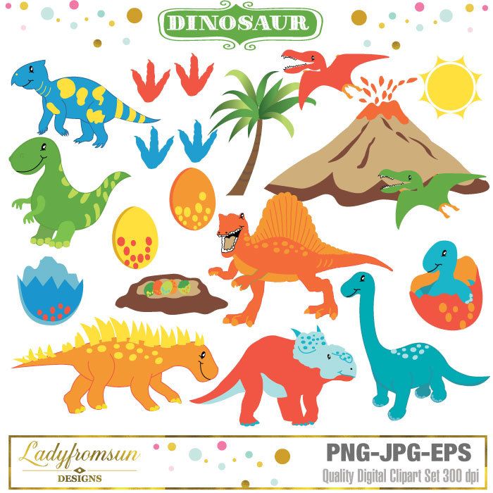 Dinosaur Clipart, prehistoric clipart, vector graphics, baby.