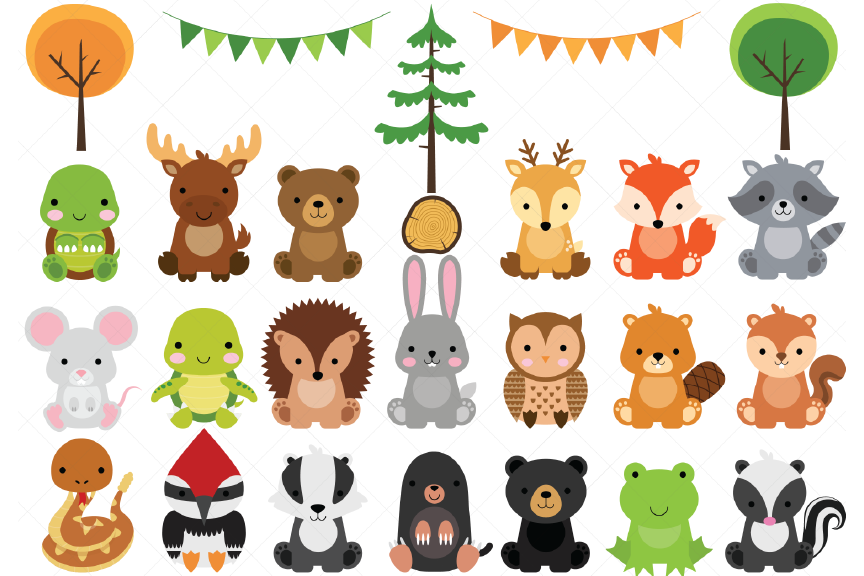 Woodland Baby Animals Clipart.