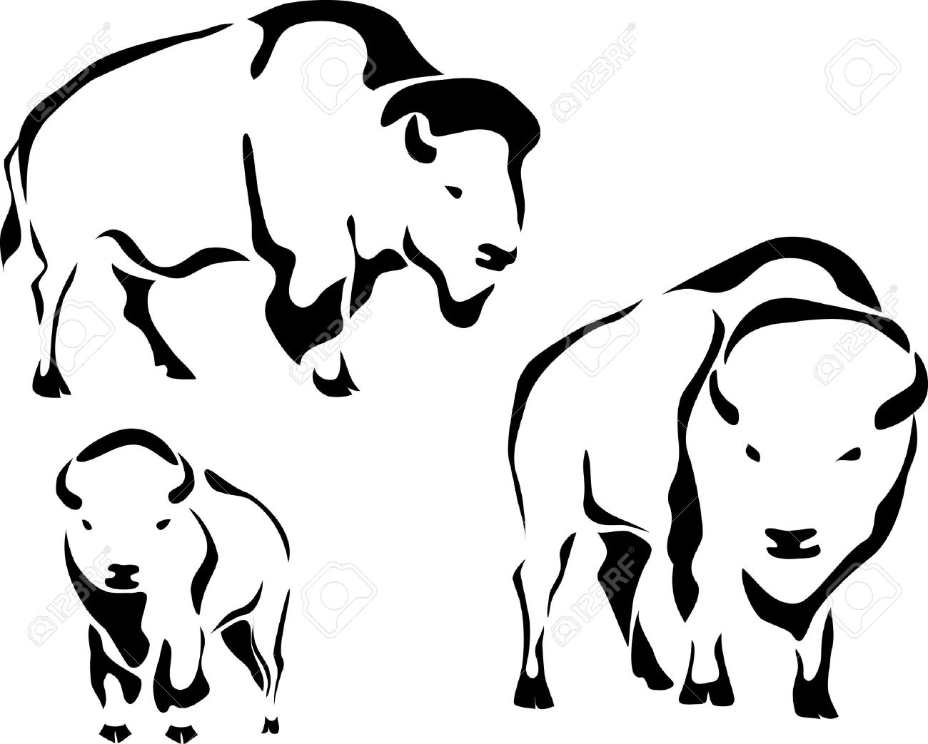 Bison clipart outline.