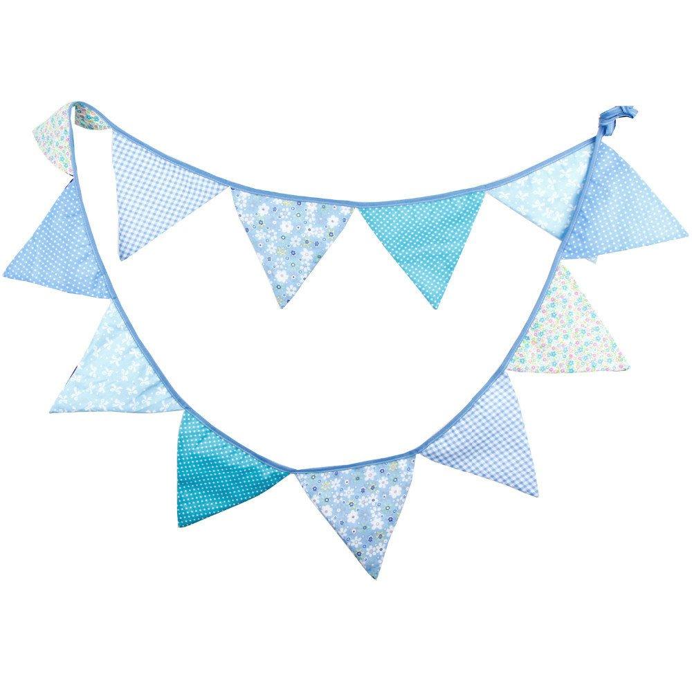 Fabric Bunting Banner Boys Nursery Blue Flags Bunting, Photography Prop  Cotton Fabric Banners Boys Baby Shower Garland.