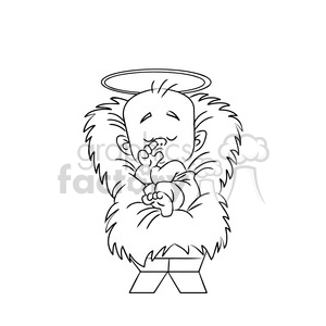 merry christmas baby jesus cartoon black white clipart. Royalty.