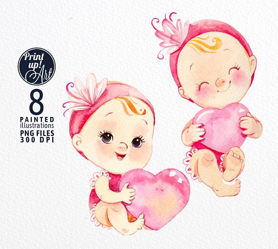 Baby Girl watercolor clipart.