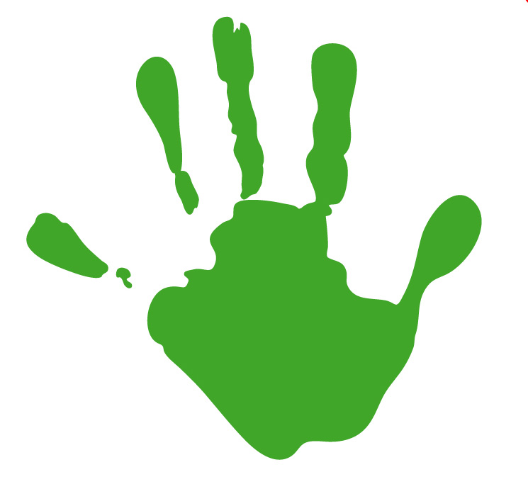 Green Handprint Panda Free Images clipart free image.